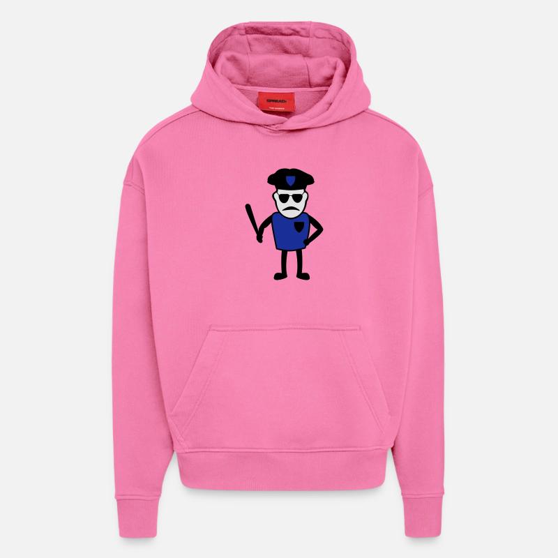 Policeman avec matraque - Sweat à capuche bio épais oversize fabriqué en UE - AURA PINK