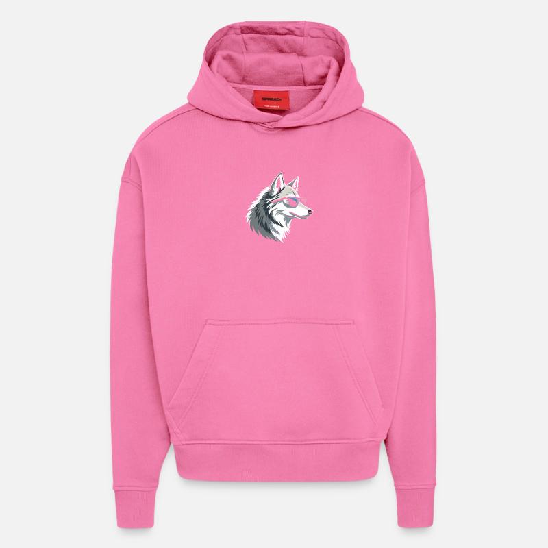 Wolf mit Brille im eisigen Stil - Hoodie- made by SPREAD  - AURA PINK