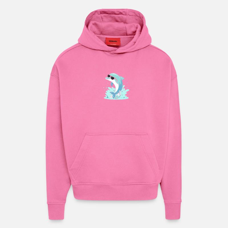 Dolphin Summer Pink Glasses - Hoodie- made by SPREAD  - AURA PINK