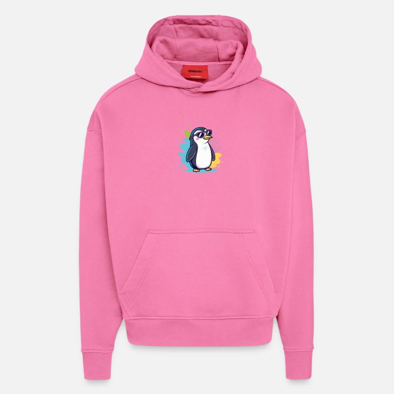 Bunter, cooler Ploppinguin mit Brille - Hoodie- made by SPREAD  - AURA PINK