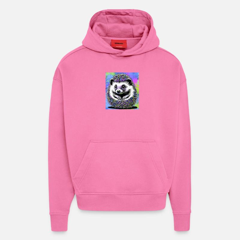 hérisson - Sweat à capuche bio épais oversize fabriqué en UE - AURA PINK