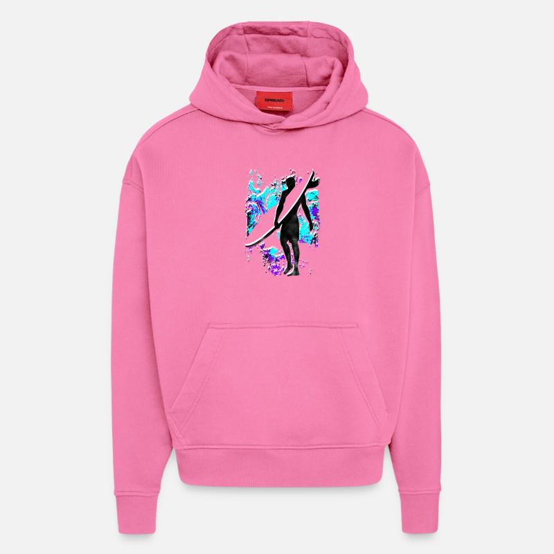Surf - Surf - Surf - Surf - Sweat à capuche bio épais oversize fabriqué en UE - AURA PINK