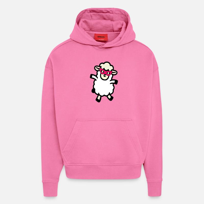 Moutons masqués de carnaval - Sweat à capuche bio épais oversize fabriqué en UE - AURA PINK