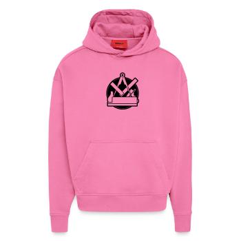 Tischler Zunft, Logo, Zunftlogo - Hoodie- made by SPREAD  - AURA PINK - Vorne - Dylan (187cm)
