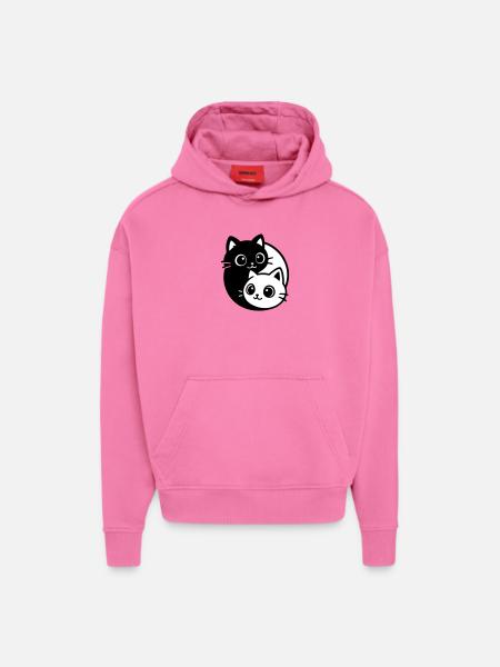 Ying Yang Cat Portrait - Hoodie- made by SPREAD - AURA PINK