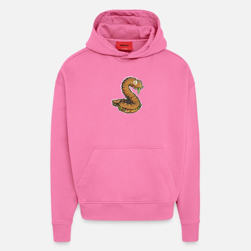 Le Snacking Snake - Sweat à capuche bio épais oversize fabriqué en UE - AURA PINK