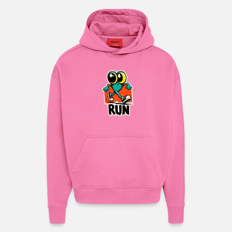 Run Frog Pop Art - Sweat à capuche bio épais oversize fabriqué en UE - AURA PINK