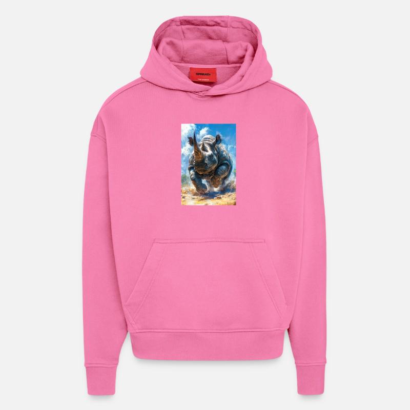 Illustration eines Nashorns - Hoodie- made by SPREAD  - AURA PINK