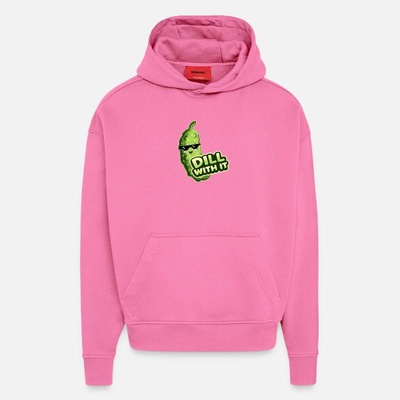 Aneth avec Concombre - Sweat à capuche bio épais oversize fabriqué en UE - AURA PINK