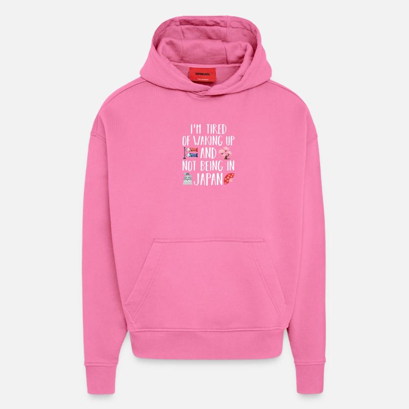 Japon - Sweat à capuche bio épais oversize fabriqué en UE - AURA PINK