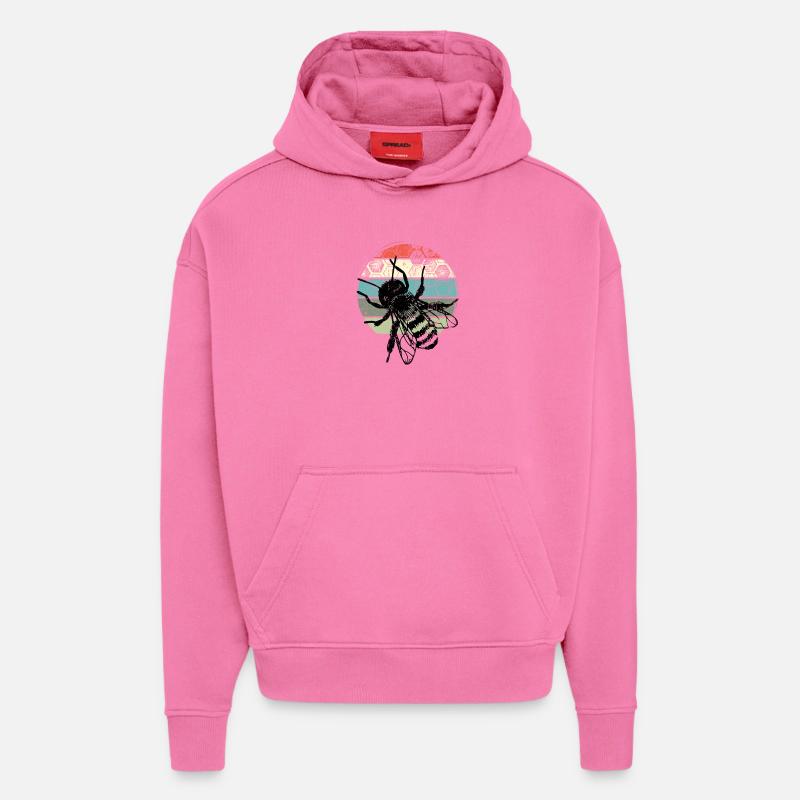 Cercle des moustiques rétro - Sweat à capuche bio épais oversize fabriqué en UE - AURA PINK