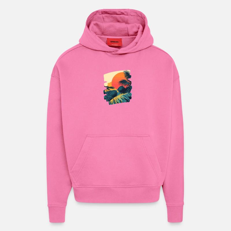 Summer Palm Tree Sunset - Hoodie- made by SPREAD  - AURA PINK