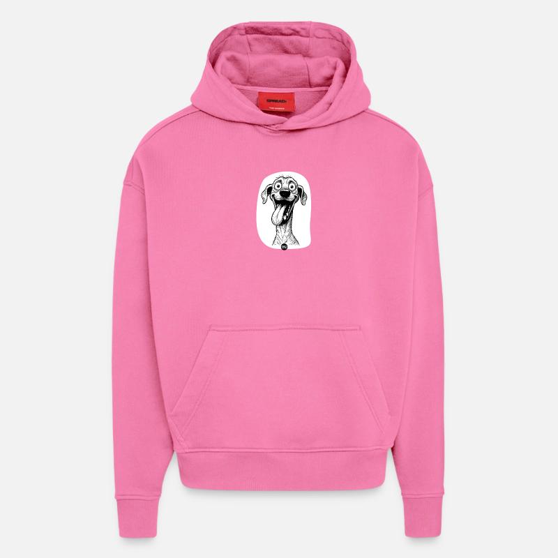 Mode Goofy certifié - Sweat à capuche bio épais oversize fabriqué en UE - AURA PINK