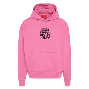 Mother Mary Graffiti – Sacred Urban Design - Hoodie- made by SPREAD  - AURA PINK - Vorne - Dylan (187cm)
