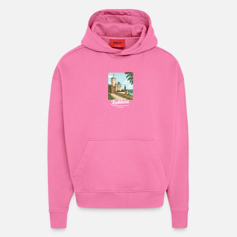 Coblence - Sweat à capuche bio épais oversize fabriqué en UE - AURA PINK