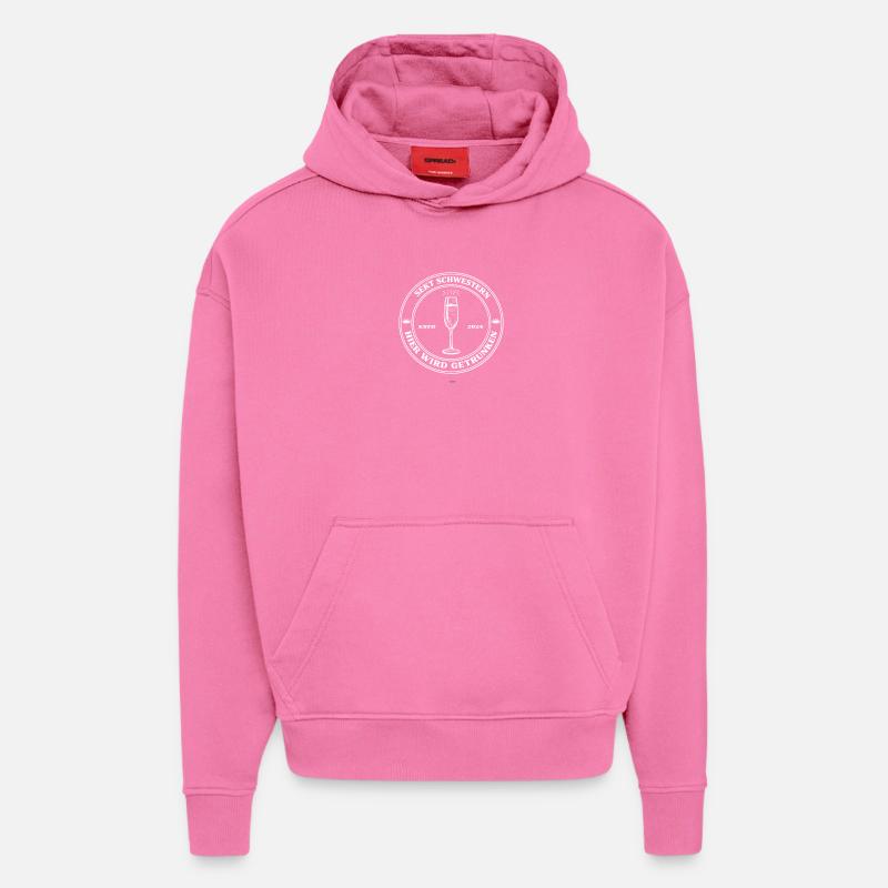 Sœurs du Vin Mousseux - Sweat à capuche bio épais oversize fabriqué en UE - AURA PINK