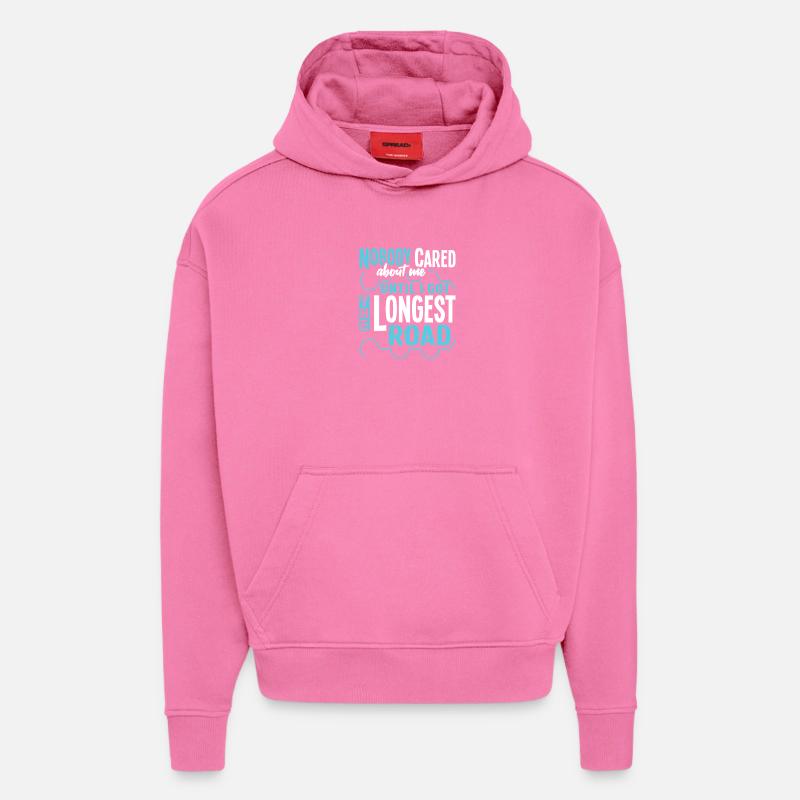 La plus longue route - Sweat à capuche bio épais oversize fabriqué en UE - AURA PINK