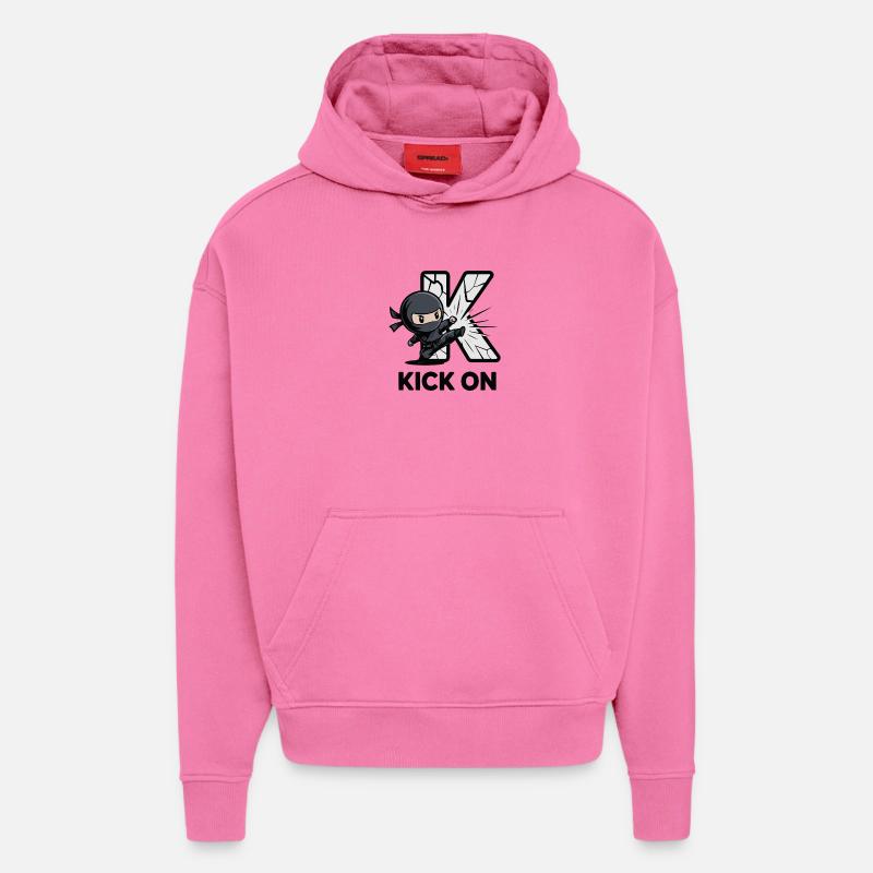 Ninja Kick Through K Logo - Sweat à capuche bio épais oversize fabriqué en UE - AURA PINK