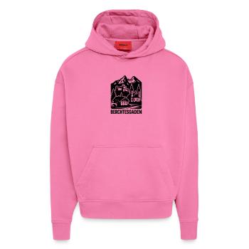 berchtesgaden silhouette wahrzeichen - Hoodie- made by SPREAD  - AURA PINK - Vorne - Dylan (187cm)