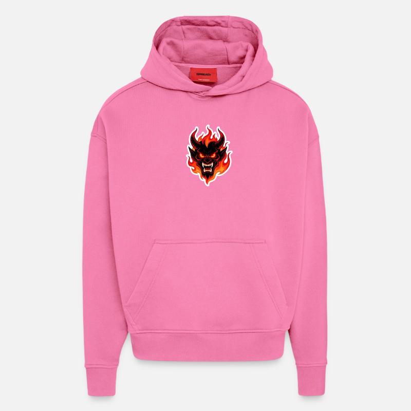 Feuriger Dämonenkopf - Hoodie- made by SPREAD  - AURA PINK