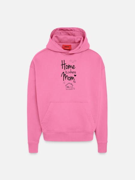 Hjem er hvor mor / mor er! gaveidé - Heavyweight oversized organic hoodie made in EU - AURA PINK