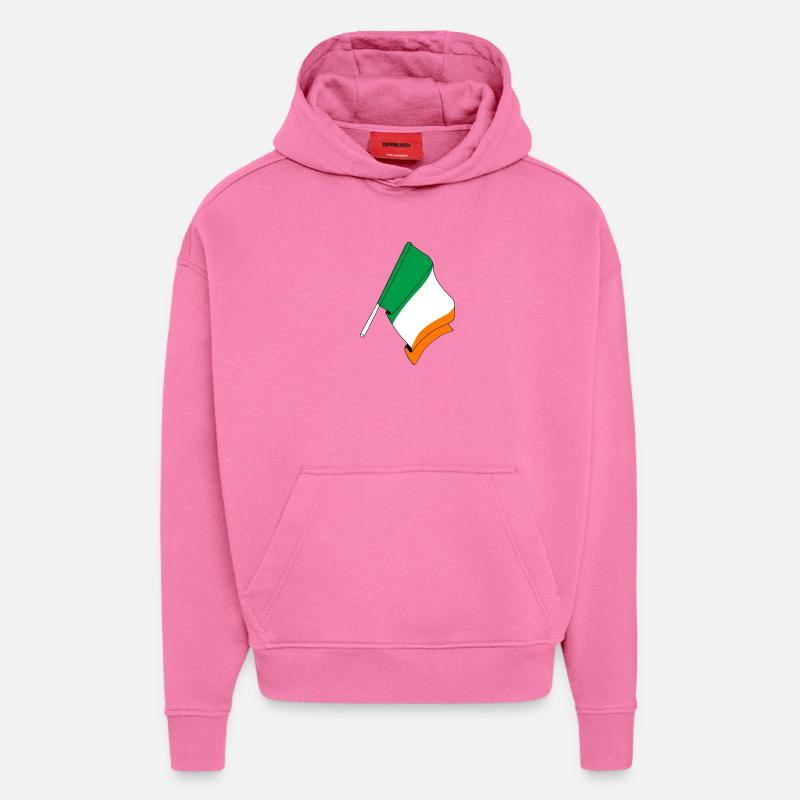 Drapeau de l’Irlande - Sweat à capuche bio épais oversize fabriqué en UE - AURA PINK