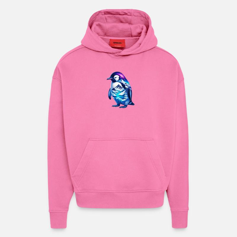 Pingouin - Sweat à capuche bio épais oversize fabriqué en UE - AURA PINK