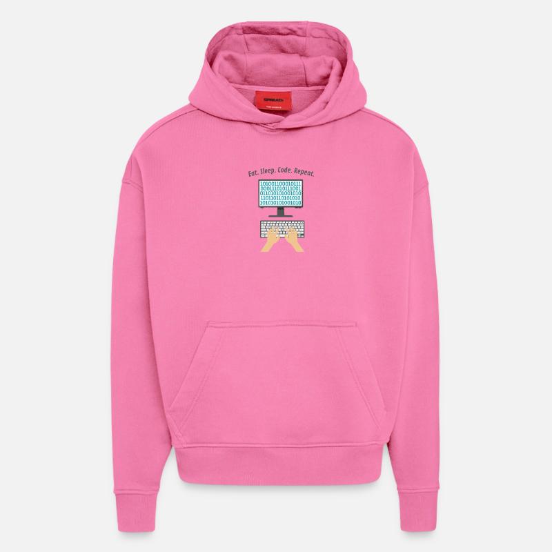 Produits programmeurs - Sweat à capuche bio épais oversize fabriqué en UE - AURA PINK
