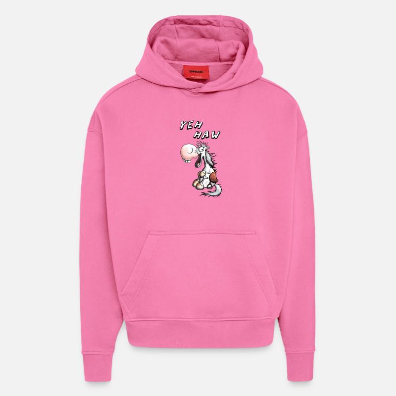 Yeh Haw Cheval - Sweat à capuche bio épais oversize fabriqué en UE - AURA PINK