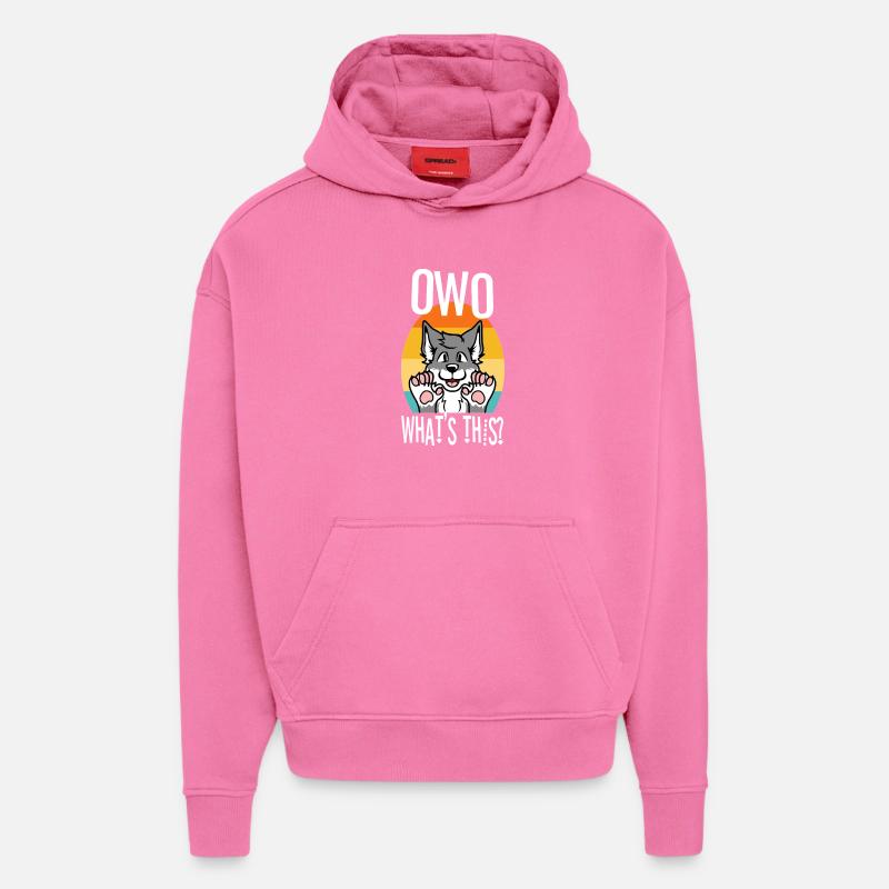 OwO Qu’est-ce que c’est ? - Sweat à capuche bio épais oversize fabriqué en UE - AURA PINK