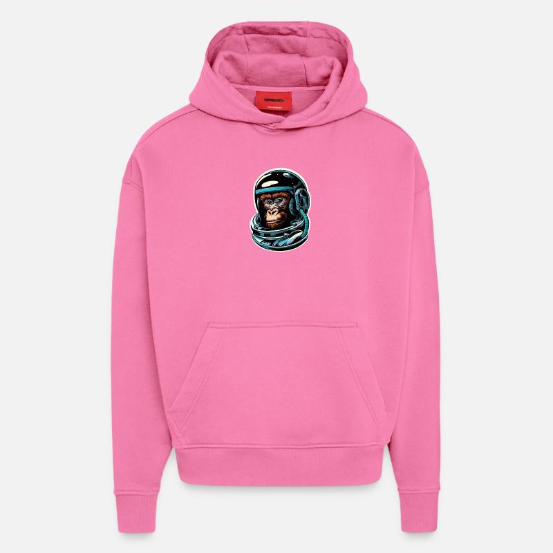 Singe de l’espace - Sweat à capuche bio épais oversize fabriqué en UE - AURA PINK
