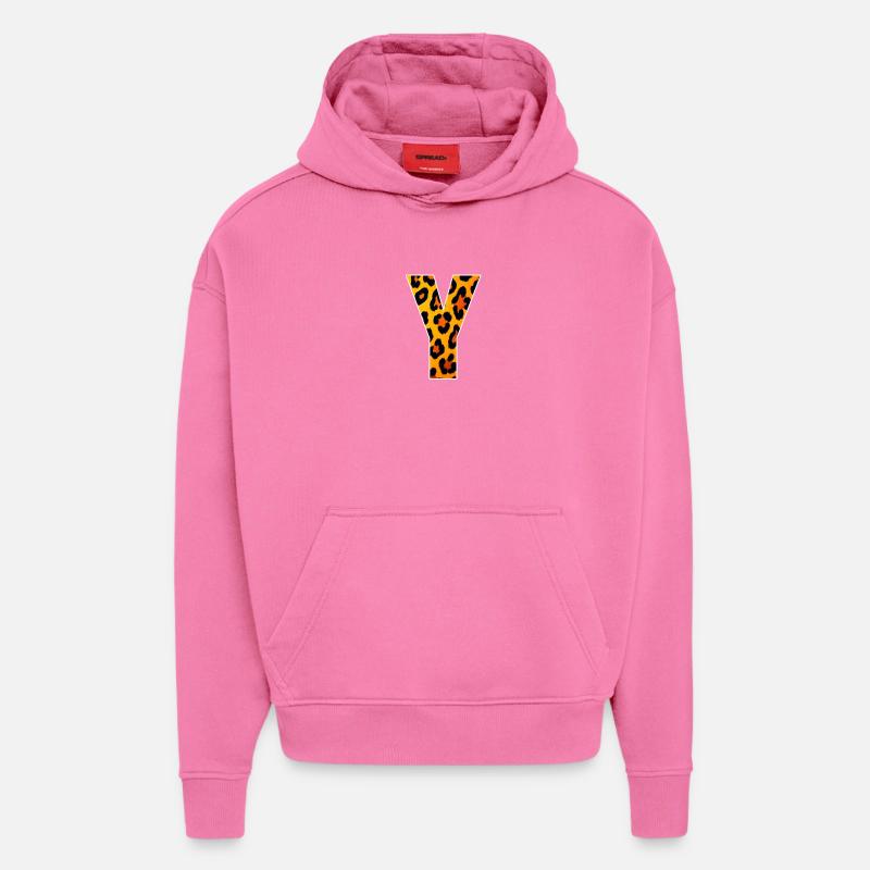 Imprimé en Y Léopard - Sweat à capuche bio épais oversize fabriqué en UE - AURA PINK