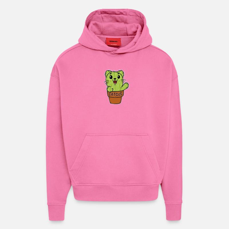Cactus chaton Cactus Cactus - Sweat à capuche bio épais oversize fabriqué en UE - AURA PINK