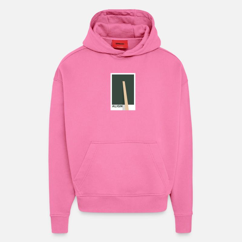 Align – Déclaration de conception - Sweat à capuche bio épais oversize fabriqué en UE - AURA PINK
