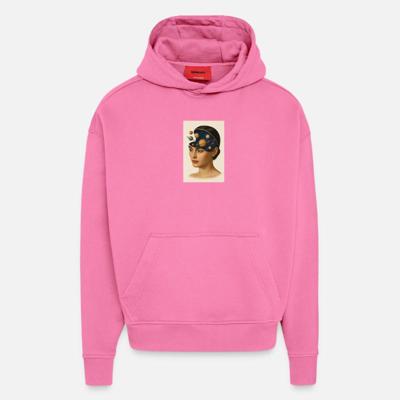 L’ de l’astronomie - Sweat à capuche bio épais oversize fabriqué en UE - AURA PINK