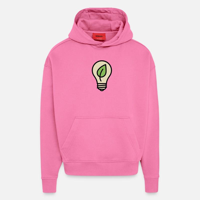 Idée de l’éco de feuilles d’ampoule - Sweat à capuche bio épais oversize fabriqué en UE - AURA PINK