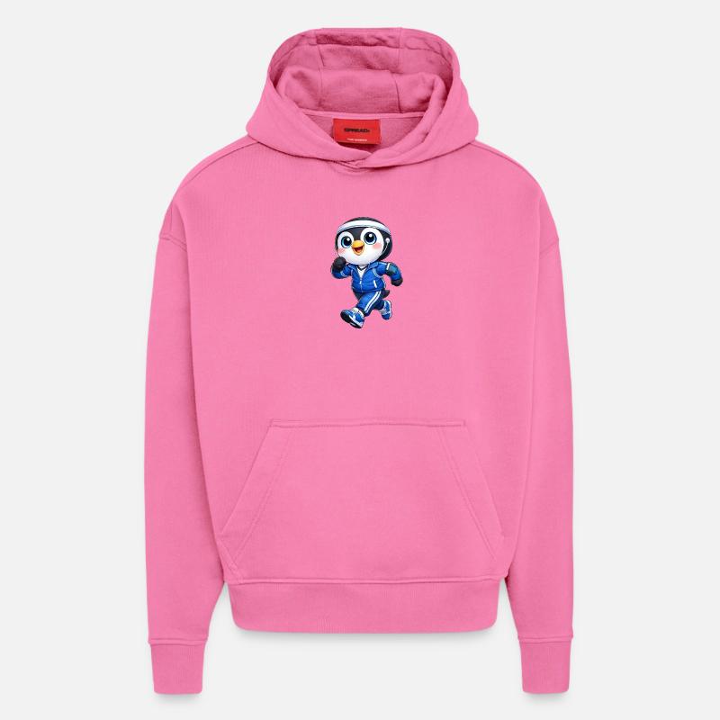 Marathon de jogging de pingouin sympa - Sweat à capuche bio épais oversize fabriqué en UE - AURA PINK