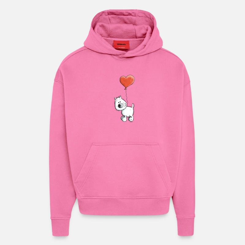 West Highland White Terrier - Chien - Sweat à capuche bio épais oversize fabriqué en UE - AURA PINK