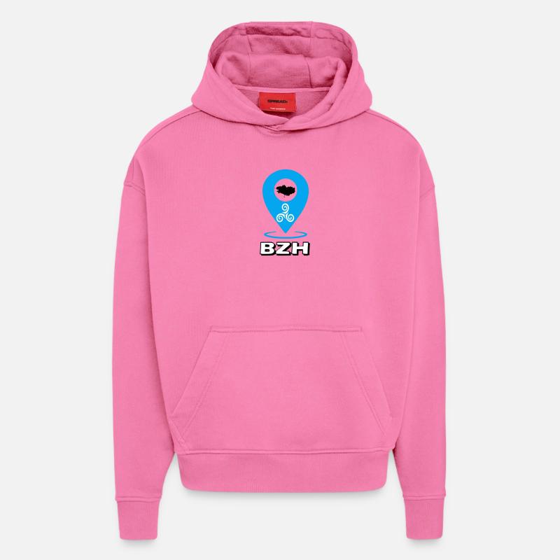 Triskel Breizh Bleu - Sweat à capuche bio épais oversize fabriqué en UE - AURA PINK