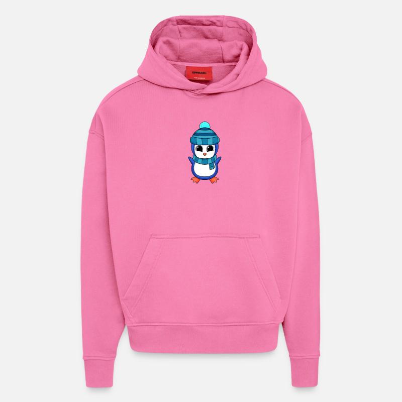 Pingouins Pingouins - Sweat à capuche bio épais oversize fabriqué en UE - AURA PINK