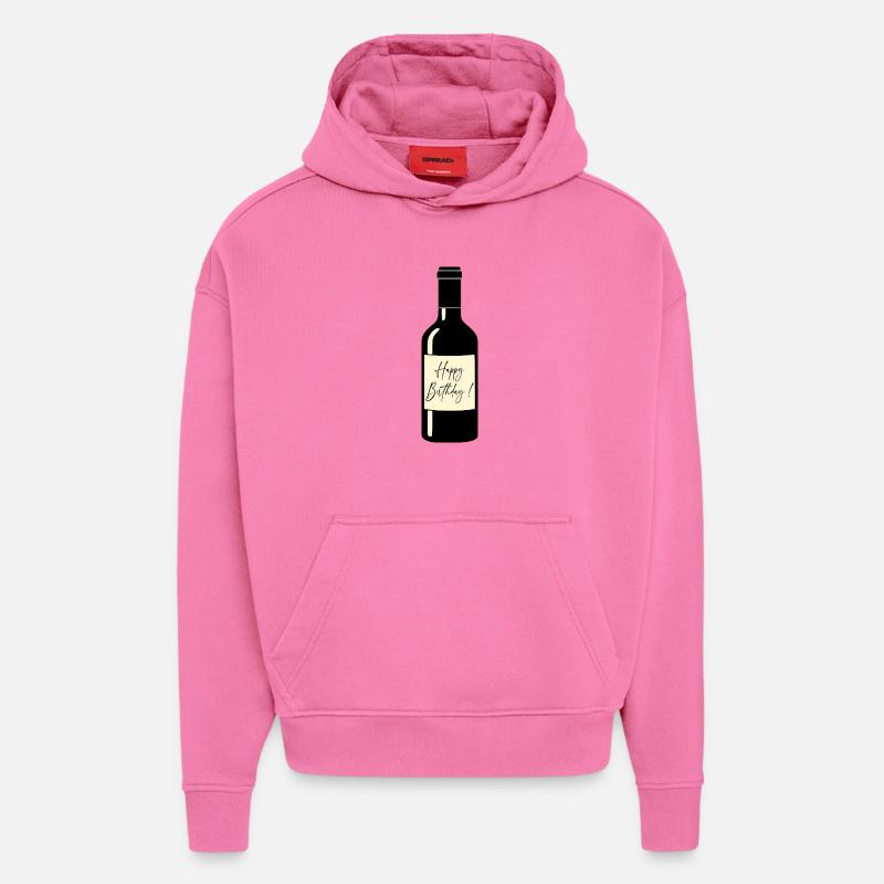 Joyeux anniversaire Vin - Sweat à capuche bio épais oversize fabriqué en UE - AURA PINK
