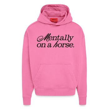 Mentally on a Horse - Hoodie- made by SPREAD  - AURA PINK - Vorne - Dylan (187cm)