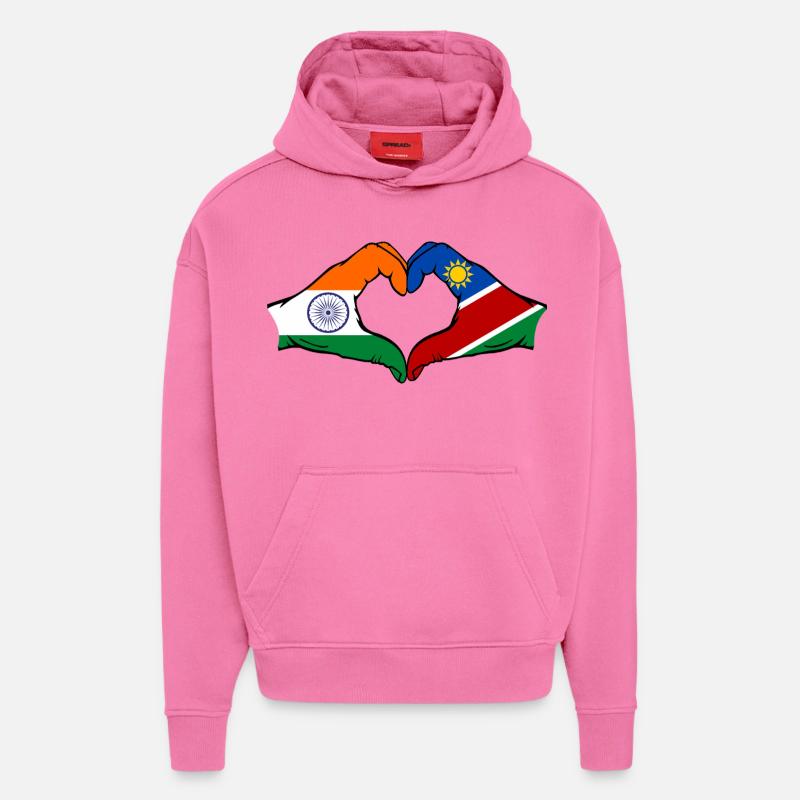 India Namibia Flag Hands Heart Shape - Hoodie- made by SPREAD - AURA PINK