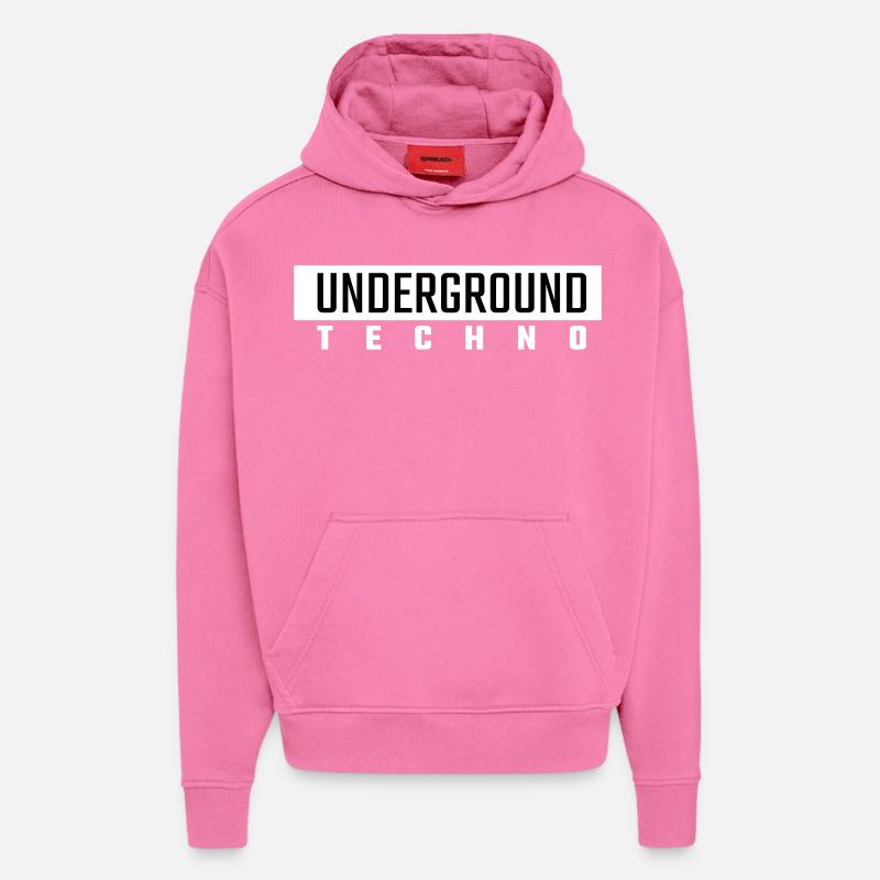 Underground Techno - Sweat à capuche bio épais oversize fabriqué en UE - AURA PINK