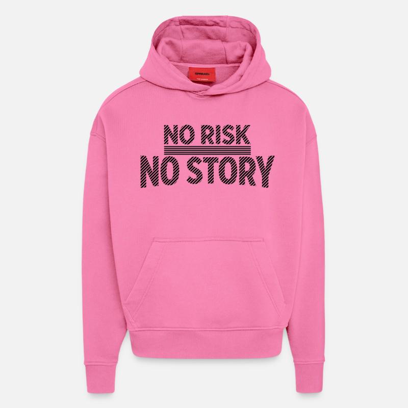 AUCUN RISQUE SANS HISTOIRE Déclaration d’aventure - Sweat à capuche bio épais oversize fabriqué en UE - AURA PINK