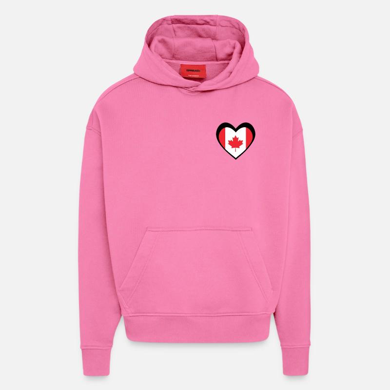 Black Maple Heart – Bold Modern Canada - Sweat à capuche bio épais oversize fabriqué en UE - AURA PINK