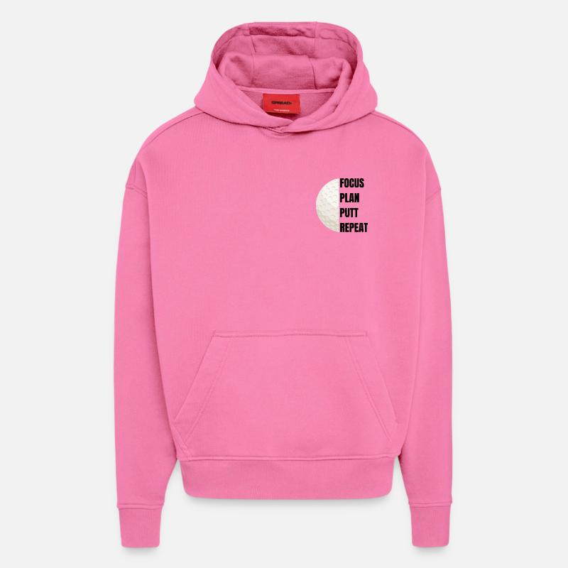 Focus Plan Putt Repeat – Golfslogan - Hoodie- made by SPREAD  - AURA PINK