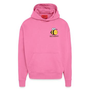 Bienenglücklich | Niedliches Kawaii-Honigbienen-Wortspiel - Hoodie- made by SPREAD  - AURA PINK - Vorne - Dylan (187cm)