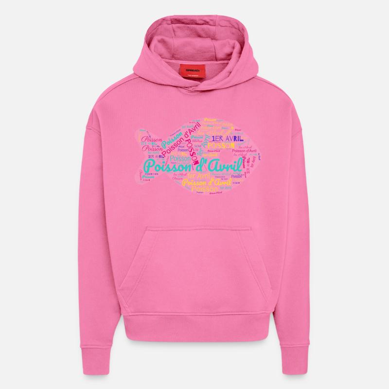 POISSON D'AVRIL - Sweat à capuche bio épais oversize fabriqué en UE - AURA PINK