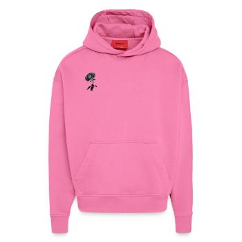 Elegant Black and White Rose - Hoodie- made by SPREAD  - AURA PINK - Front - Dylan (187cm)